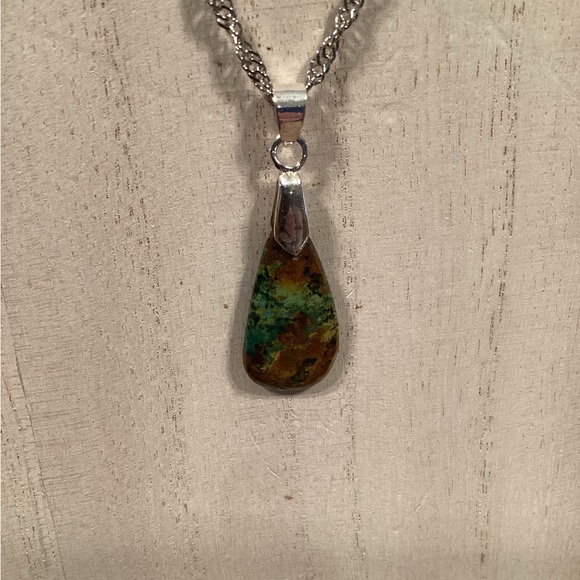 African Turquoise Pendant Necklace - Picture 3 of 5